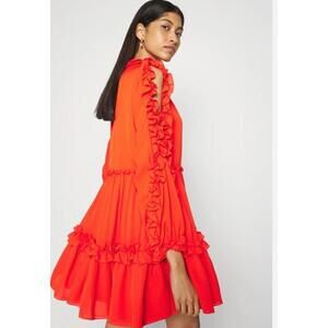 La Redoute X Dice Kayek Womens Ruffled Tiered Dress red/ 38 US 8/NWT $3505. #W